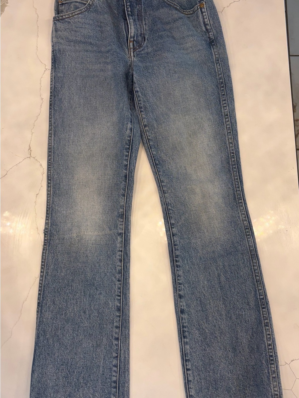 KHAITE Light Blue Flare Jeans